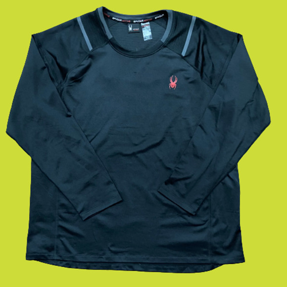 Spyder Active Snow Outdoors Long Sleeve Activewear Black Top Men's Size XL - Picture 1 of 7